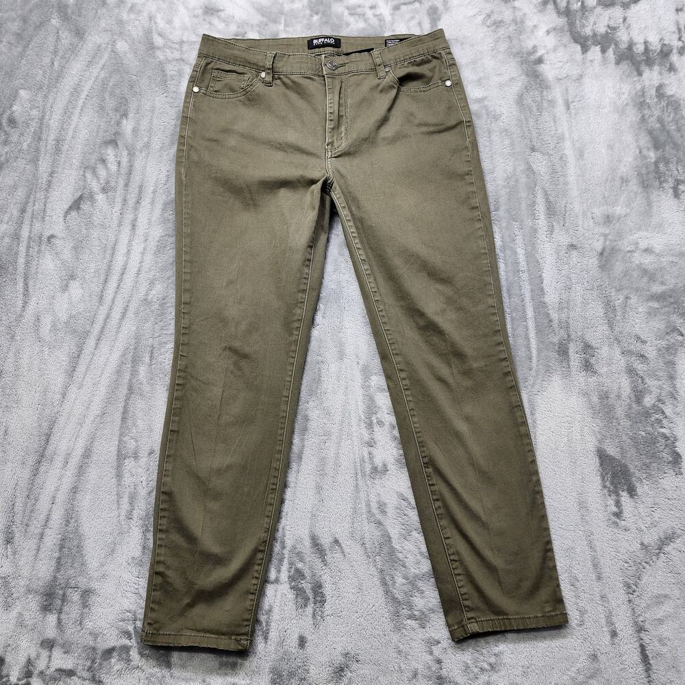 Buffalo David Bitton Jeans Womens 10 Green Mid-Rise Stretch Skinny Ankle Grazer